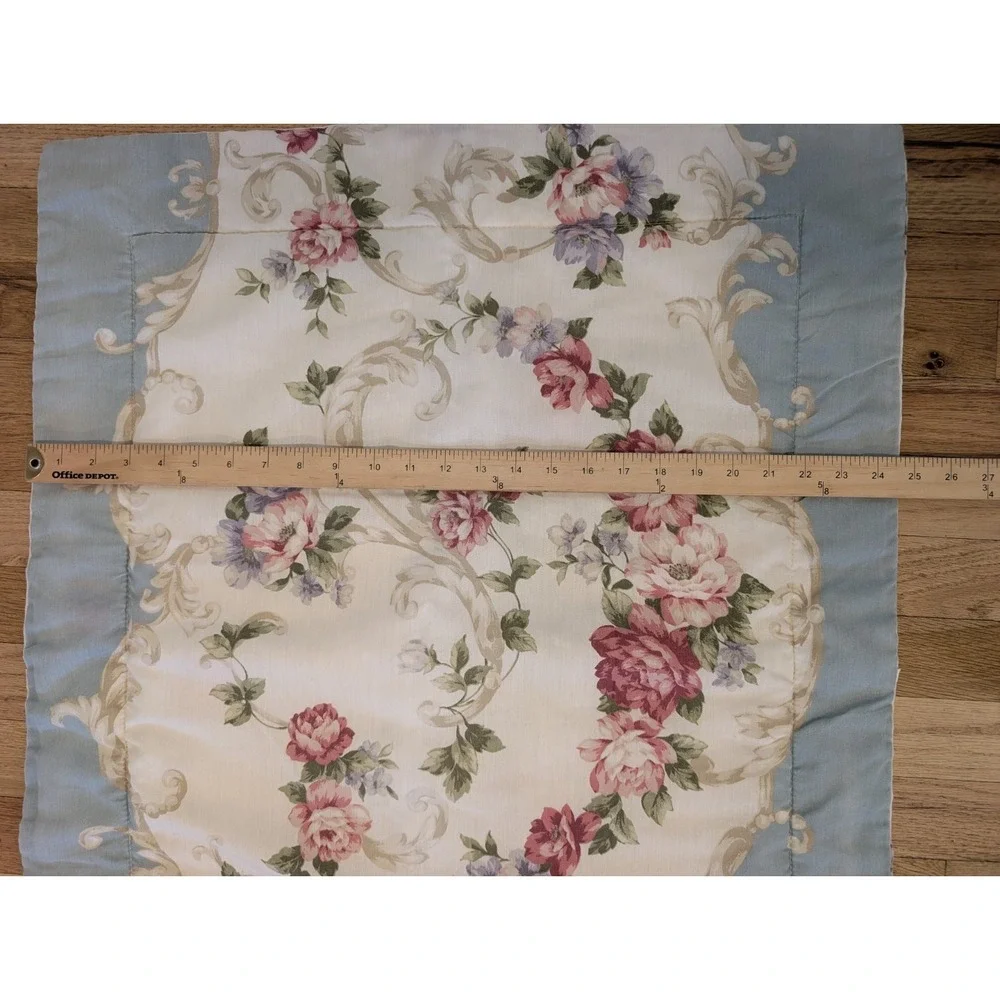 VTG French Country Pillow Sham Roses Robin Egg Blue 31x25